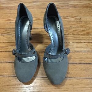 BCBG Grey Suede Mary Jane block heels, size 40